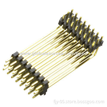 2.0mm Pin Header, Triple Row, Right Angle, 06 to Contacts, 2A Current Rating